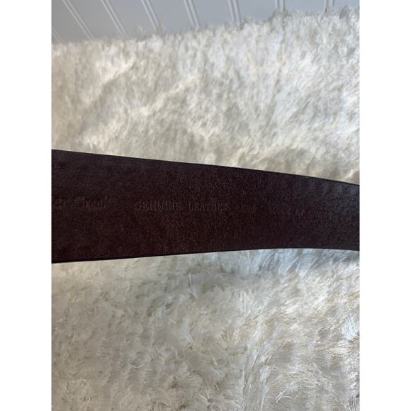 Coldwater Creek Brown Leather Wide Belt Red Beads Sz Small - Picture 6 of 6